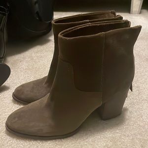 Olive Green/Brown Colored Suede Booties - Beautiful and Worn Once!